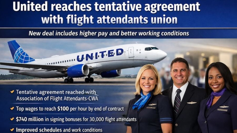 United reaches tentative agreement with flight attendants union
