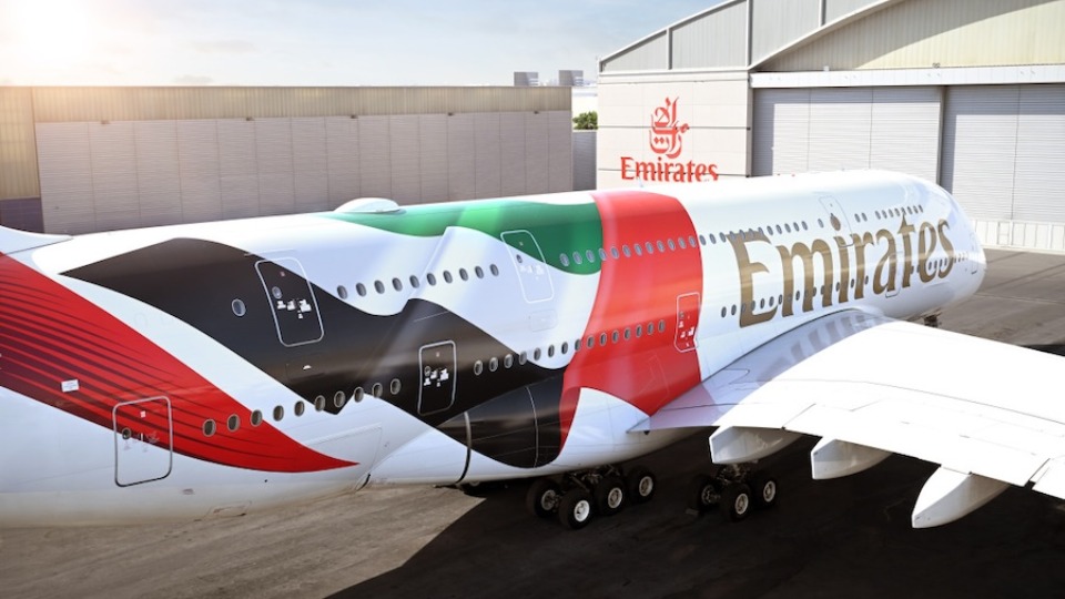 Emirates Paints UAE Flag Across A380 in National Unity Tribute