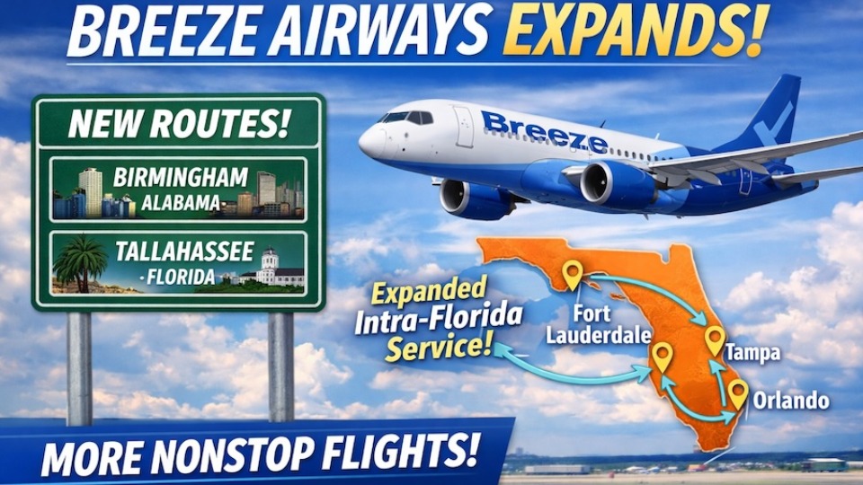 Breeze Airways Adds 2 Cities, Expands Florida Service