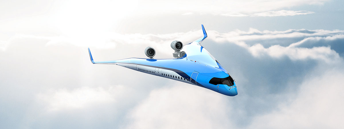The “Flying-V” plane’s design aims to reduce fuel consumption
