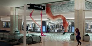 21 feet tall sculpture exhibited at Tampa International Airport