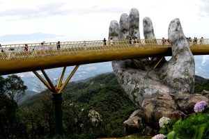 Giant Hands Hold the Golden Bridge in Vietnam
