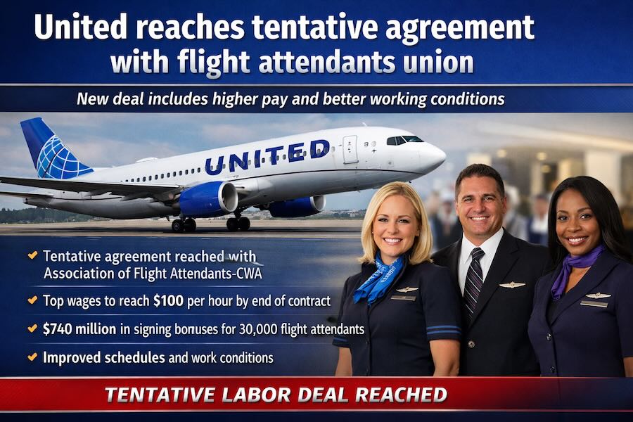 United reaches tentative agreement with flight attendants union