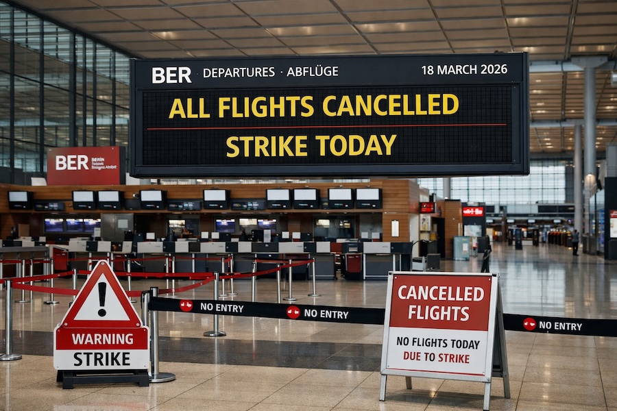 Strike to Halt All Passenger Flights at Berlin Brandenburg Airport on 18 March
