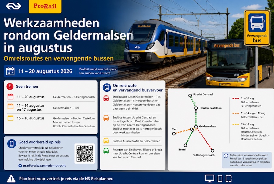 Rail Works Near Geldermalsen to Disrupt Dutch Train Services in August 1 Rail Works Near Geldermalsen to Disrupt Dutch Train Services in August - Rail Works Near Geldermalsen to Disrupt Dutch Train Services in August1